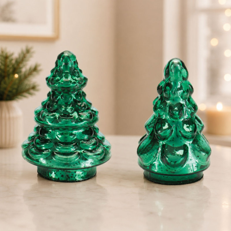 Arbre de Noël en verre mercurisé (ensemble de 2)