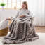 Couverture en fausse fourrure grise et luxueuse pour canapé-lit 1000GSM (gris rayé, simple (60 po x 80 po))-123116866-123116868