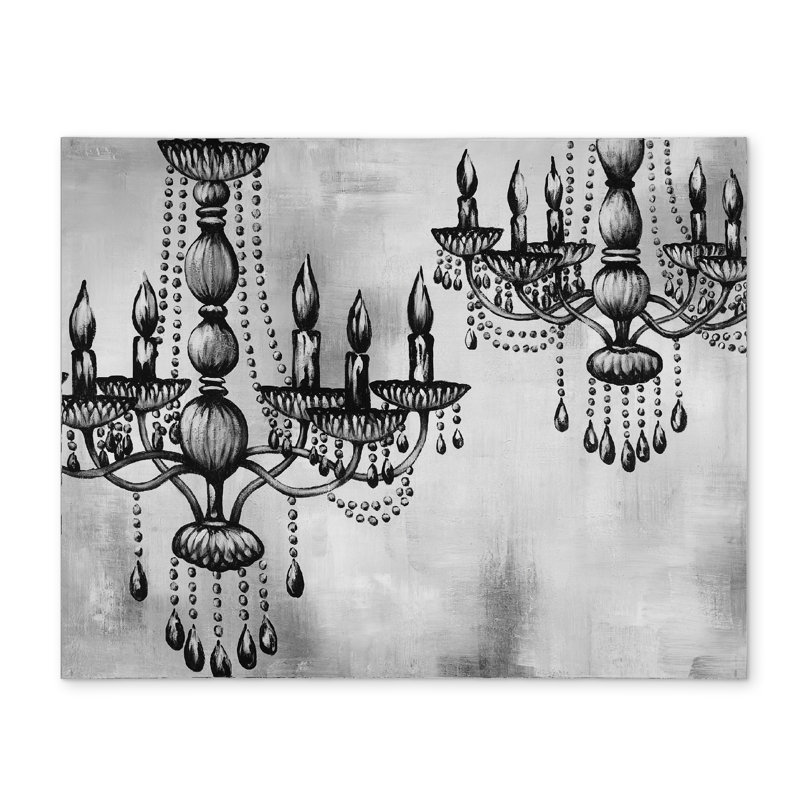 Two Crystal Chandeliers Monochrome Polyester Placemat - Home Decor
