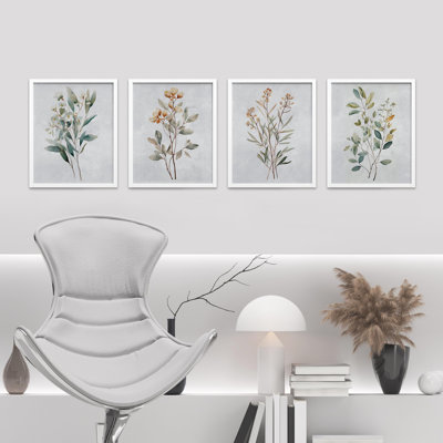 «Green Wildflowers Floral Botanical», ensemble de 4 reproductions de cadres photo simples