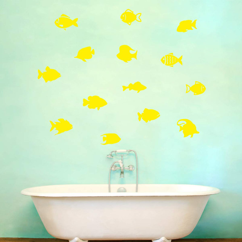 Décalcomanie murale "school of fish version 2" (ensemble de 14) Boley, Jaune