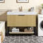 Meuble-lavabo de salle de bain autoportant 36 po avec plateau en pierre frittée, lavabo encastré, armoire de rangement en contreplaqué et conception pré-assemblée-37804670