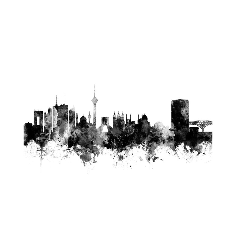 Tehran, Iran In Black And White by Michael Tompsett - Wrapped Canvas Gallery-Wrapped Canvas Giclée