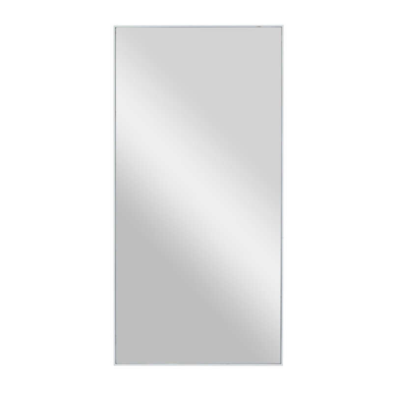 Wooden wall mirror with slim, minimalist frame, Blanc, 36 po x 18 po