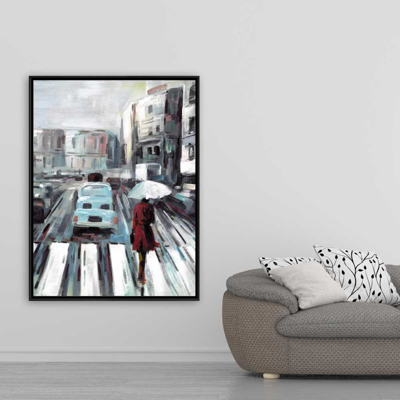Art abstrait sur toile encadrée, "piéton abstrait"