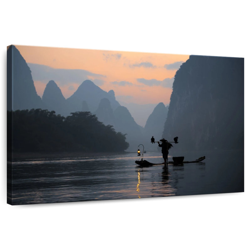 Senne Li River Twilight Fishing, 32" H x 48" W