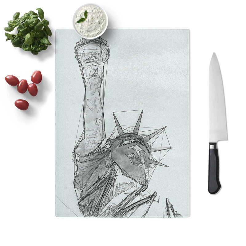 Tempered Glass Statue of Liberty in New York City Art Chopping Board, 20 cm W x 28.5 cm L