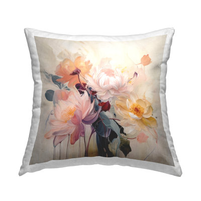 Victorian Floral Bouquet Decorative Printed Pillow by Lazar Studio