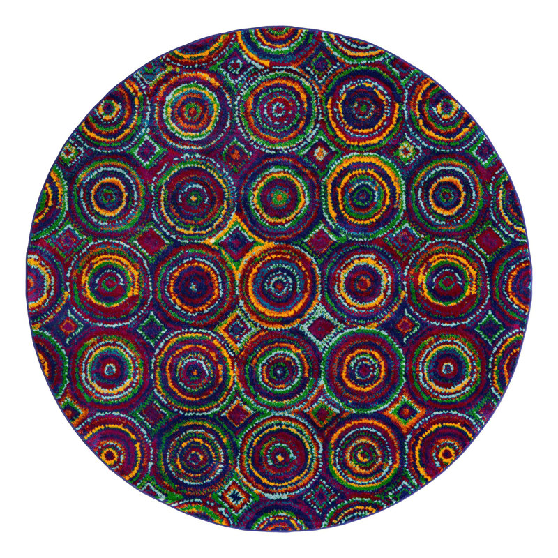 Geometric Indoor Rug, Round 7'10"