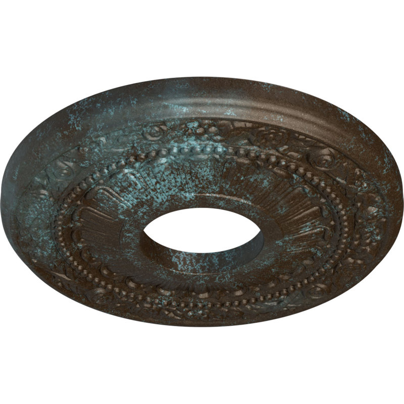 Médaillon de plafond H 12,125 po x l 12,125 po x P 0,875 po Nadia, Patine bleue bronze