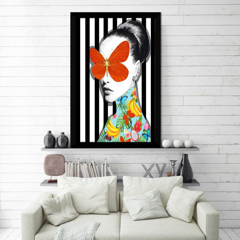 «Tropical Stripes (Vertical)» par Jodi - impression, Cadre noir, H 49,5 po x l 33,5 po x P 1 po