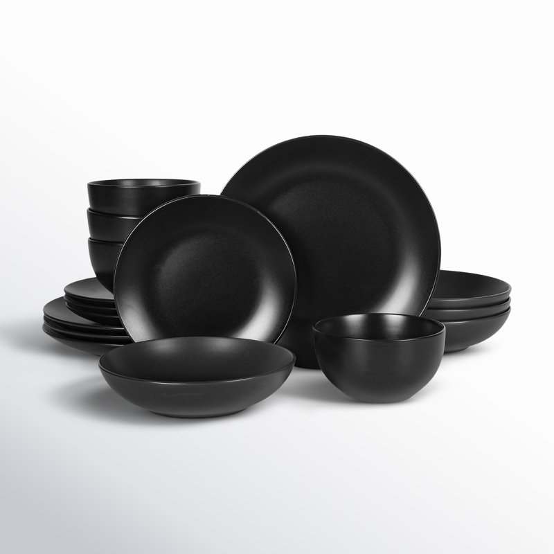Services de vaisselle 16 pièces Gibson Home Queenslane, Noir
