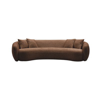 Canapé d'angle moderne 5 places en bouclette de 259 cm (102 pouces), style demi-lune, canapé de détente incurvé, revêtement en polaire teddy marron