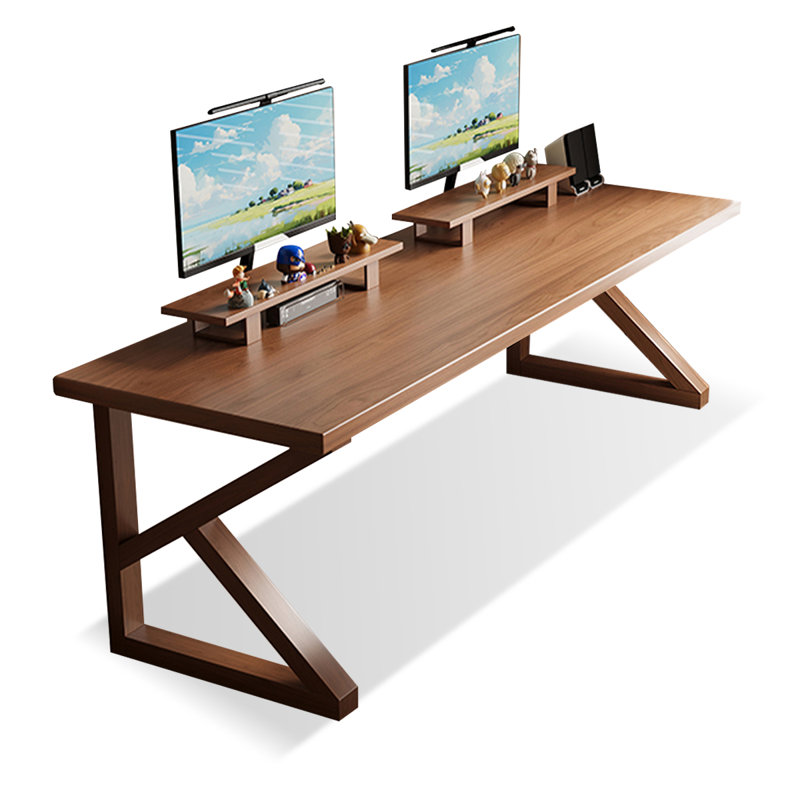 Bureau rectangulaire en bois massif brun clair, H 29,53 po x l 78,74 po x P 31,5 po, Marron clair