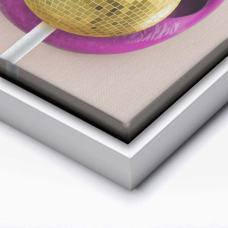 Boule à facettes disco No1, 18"H x 24"W, Canvas, White Framed