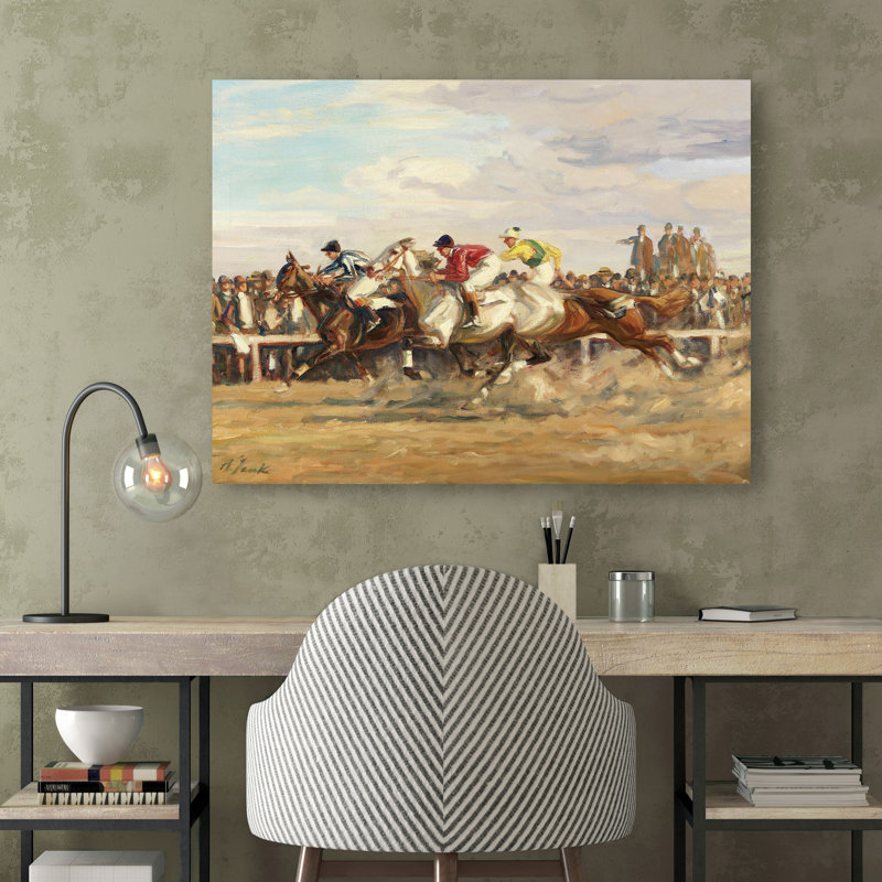 Horse Race by Angelo Jank - No Frame Painting on Canvas, 60cm H  x 80cm W  x 4cm D