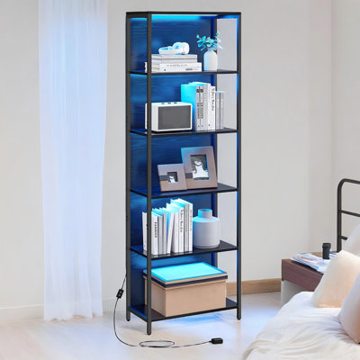 Lamirra Metal Frame Bookcase with Dimmable LED Lighting