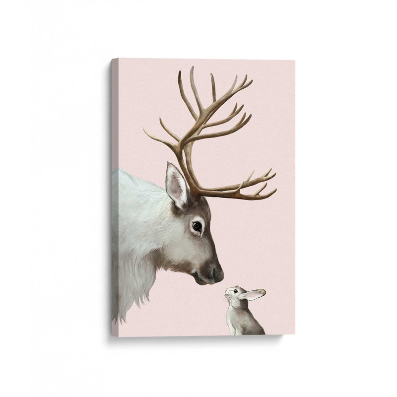 «Reindeer And Rabbit» par Laura Graves, reproduction d'art sur toile, H 16 po x l 12 po, Toile tendue, Ne s’applique pas