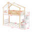 Lit superposé de style maison avec escalier de rangement et barrière de sécurité