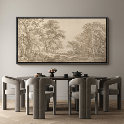 Large Framed Canvas Print Wall Art - Vintage Landscape Print for Rustic Home Decor