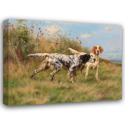 «Two English Setters» par Thomas Blinks - Art mural sur toile tendue avec châssis