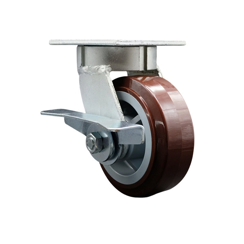 5 Inch Kingpinless Poly on Polyolefin Wheel Swivel Caster with Brake SCC
