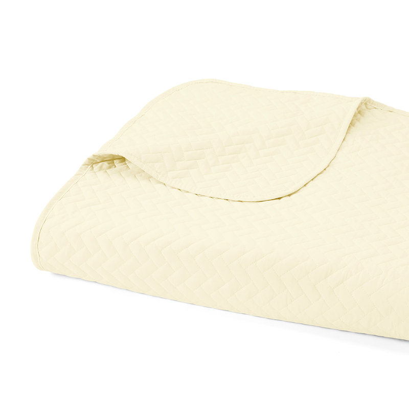 Quilt Coverlet Set All Season Microfiber Contemporary Ultra Soft Bedding in Herringbone Stitch, Yellow