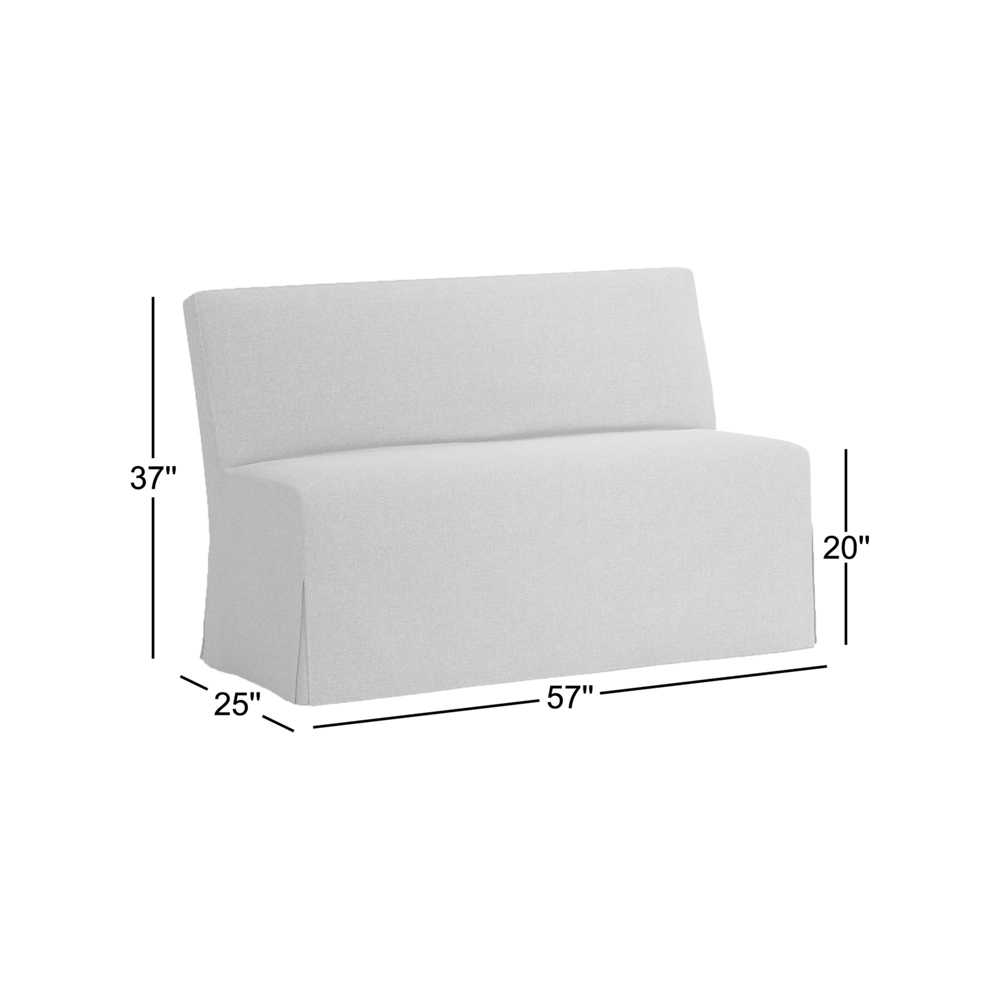 Stoffer Home x Cloth and Co. Lindy Upholstered Bench, Zuma Charcoal Textured Linen