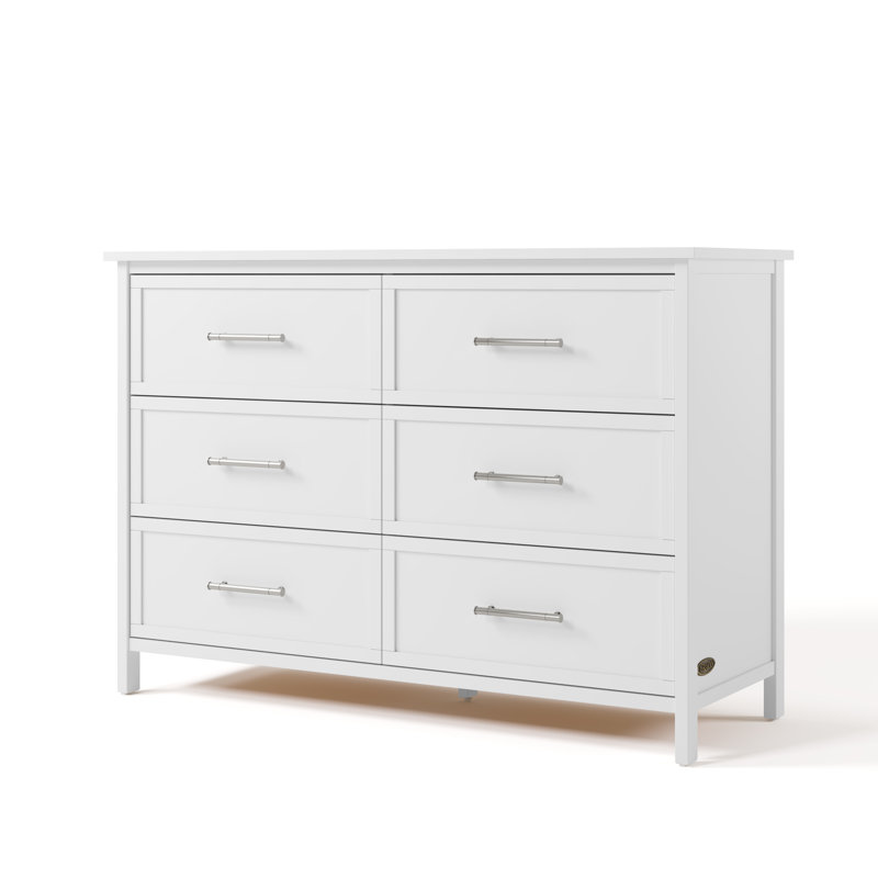 Commode classique à 6 tiroirs, Blanc