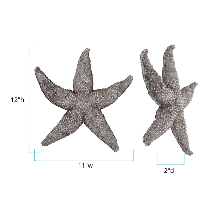 Décoration murale étoile de mer inversée étain, H 12 po x l 11 po x P 2 po