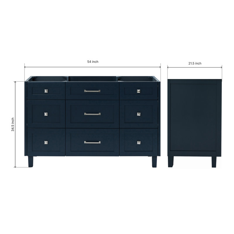 ARIEL Monroe 54 Single Bathroom Vanity Base Only, Blue