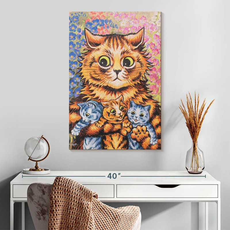 Brampt A Cat With Her Kittens, 30" H x 20" W