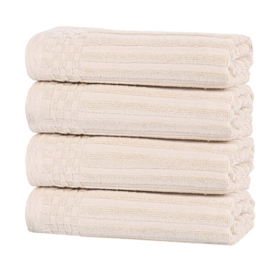 Checkered Border Cotton Hand Towel Set
