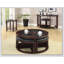 Walnut Coffee Table With Glass Insert Top And Ottoman Set For Modern Living Rooms, Multi-Functional And Stylish Furniture