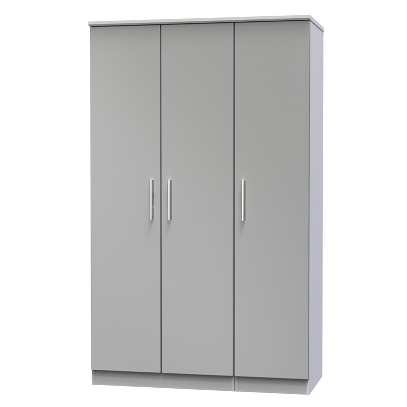 Borgeson Triple Plain Wardrobe, Gloss/Grey