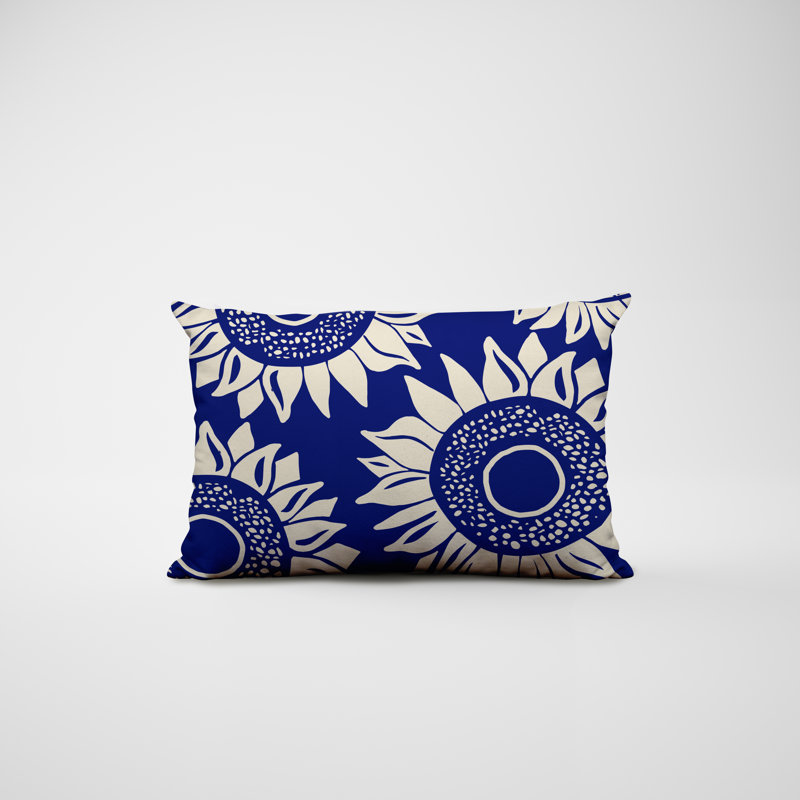 Polyester / Mélange de polyester Housse de coussin rectangulaire intérieure / extérieure lombaire et insert, Bleu marine