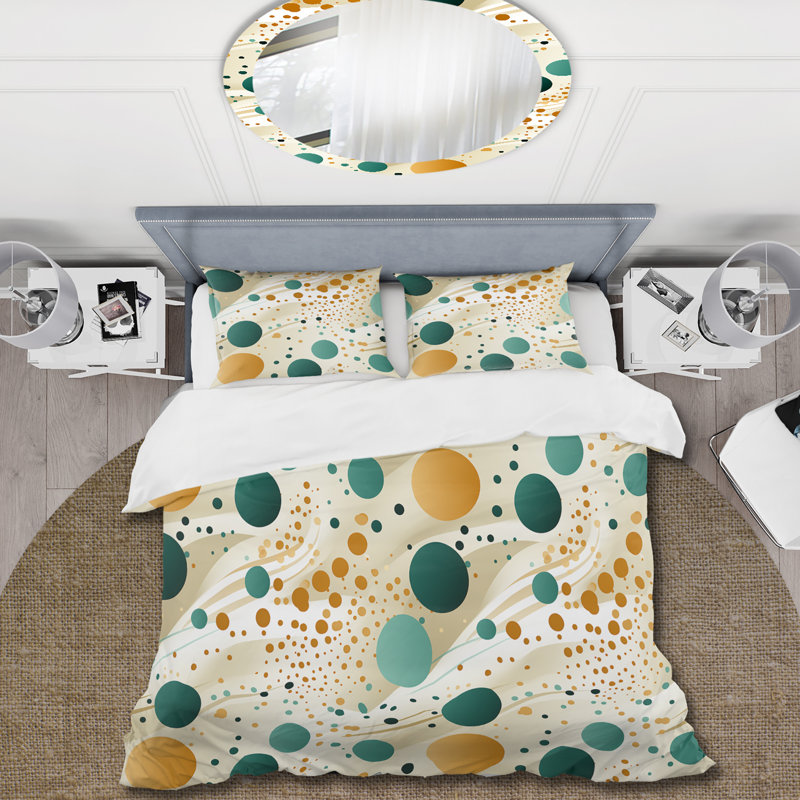 Multicolor Mid Century Pattern On Beige I - Ensemble de housse de couette Midcentury