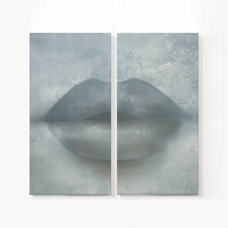  chuchotant - bleu | Impression sur toile 2 panneaux | Combiné, H 48 po x l 48 po