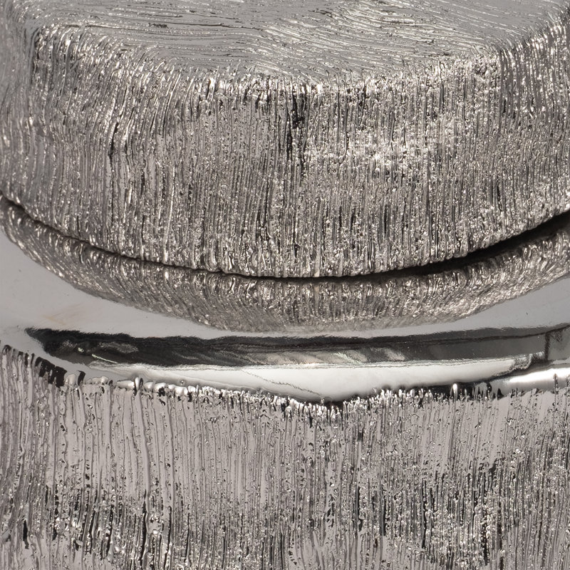 Vase Stoneware Hammered Textured Surface Modern Home or Office Decor Set of 3 - 14", 13", 10" Silver & Metallic