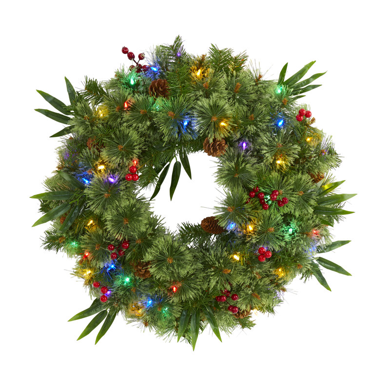 Faux Lighted 24'' Wreath