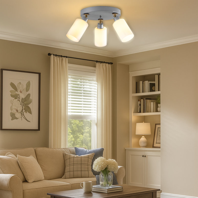3 Lİghts Adjustable Head Glass Cap Semi Flush Mount