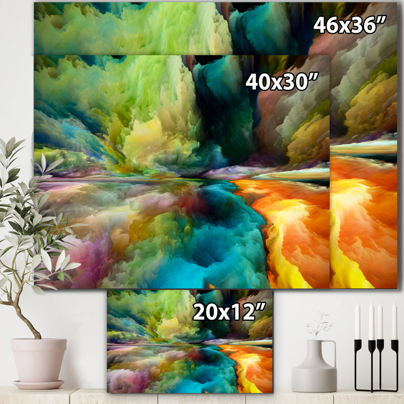 Antonio Colourful Motion Gradients of Surreal Mountains and Clouds - Painting on Canvas, Wrapped Canvas