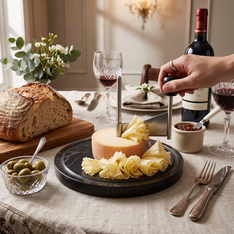 Trancheuse à fromage multi-usages en marbre noir pour plateaux de viande au chocolat et au fromage