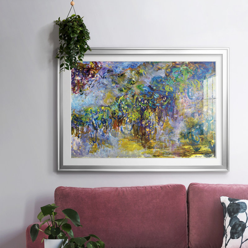 Wisteria [2], reproduction encadrée sur papier par Claude Monet, Argent, H 19 po x l 27 po x P 1,5 po
