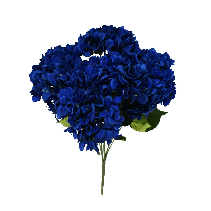 Faux bouquet d'hortensias à 7 têtes, Bleu marine