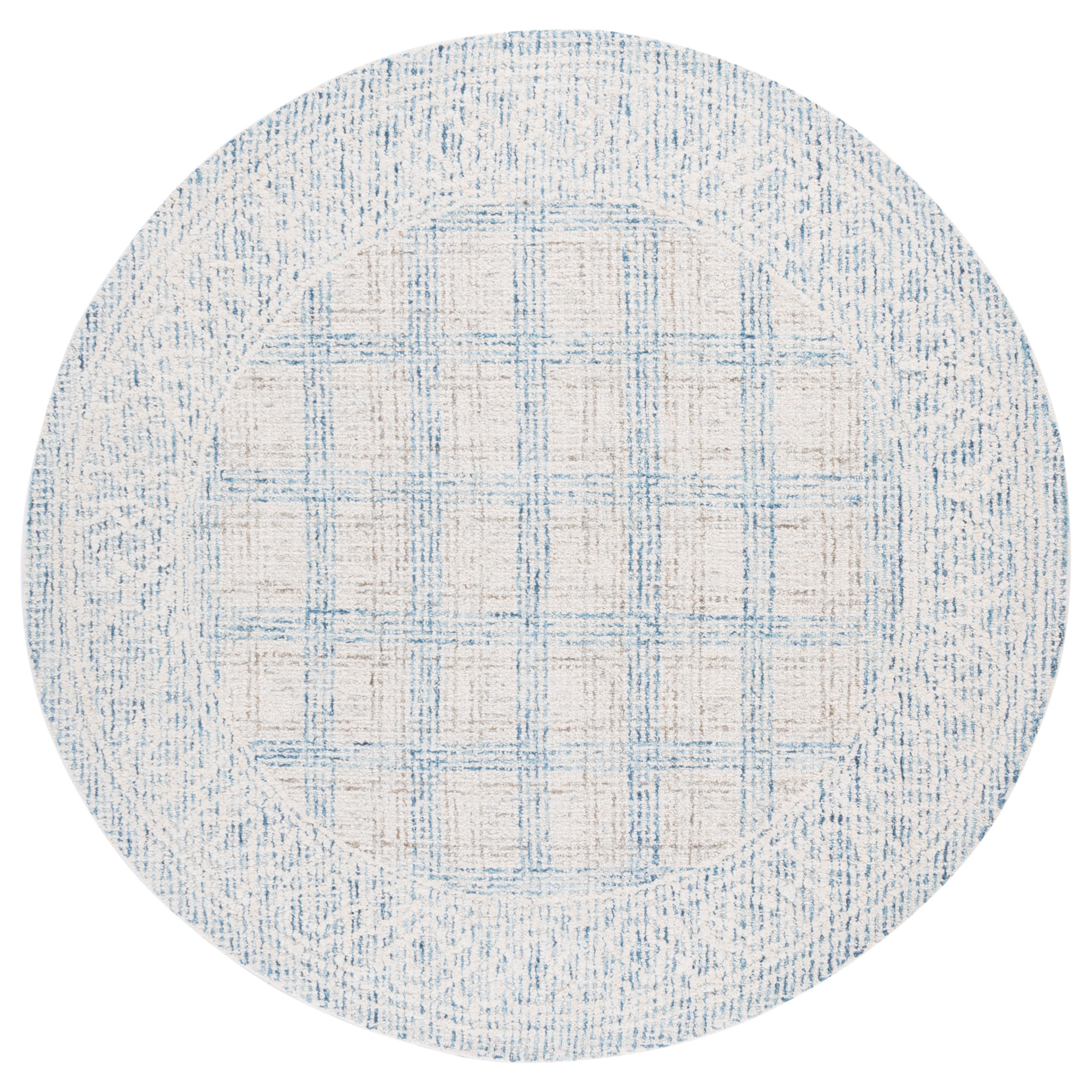 Ebony 276 Hand Tufted Indian Wool Pile Geometric Rug, Round 6'