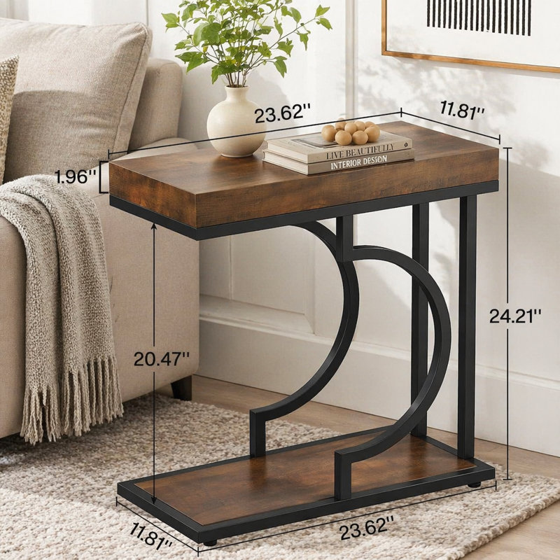 Table de chevet, table de bout, Noir et brun