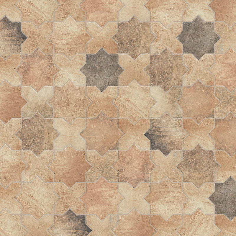 Tech Land Star & Cross Fire 6" x 12" Porcelain Singular Wall Floor Use Tile