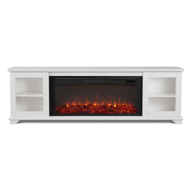 Benjamin 81" Landscape TV Stand with Electric Fireplace by Real Flame, White, Standard