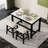Modern Bar Dining Table Set With Storage Drawers And Padded Stools-105849878